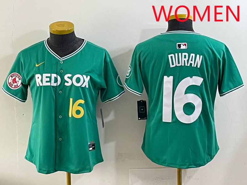 Women 2025 Boston Red Sox #16 Duran Dark Green Joint Name Nike MLB Jersey style 7